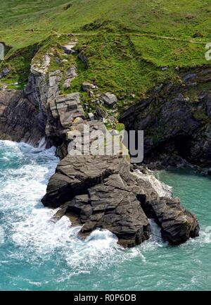 Barras naso Tintagel Castle,Cornwall,l'Inghilterra,UK Foto Stock