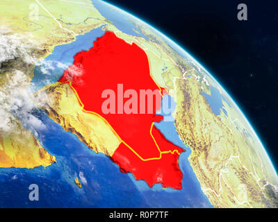 Paesi CCASG dallo spazio sul modello realistico del pianeta Terra con i confini e dettagliata superficie planet e nuvole. 3D'illustrazione. Elementi o Foto Stock