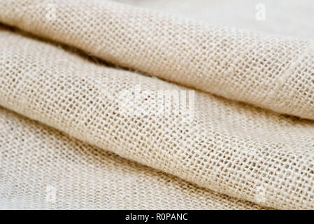 Ripiegata di iuta beige macro tessili Foto Stock