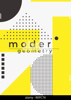 Tendenza universale poster. Lineare di forme geometriche impostate con elementi di mezzitoni Illustrazione Vettoriale