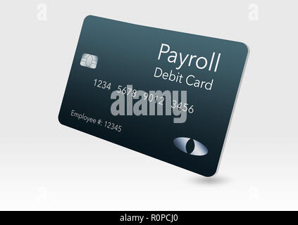 Qui è un libro paga con carta di debito. Si tratta di un pre-pagate carte di debito utilizzata per pagare ai dipendenti il loro libro paga i salari. Essa è e illustrazione. Foto Stock