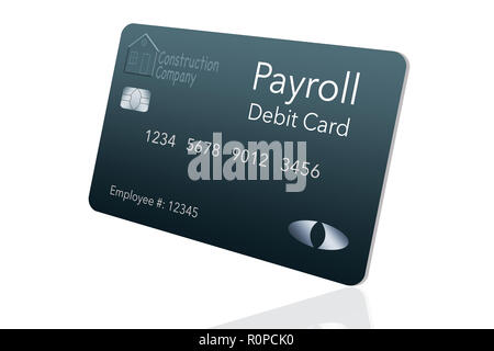 Qui è un libro paga con carta di debito. Si tratta di un pre-pagate carte di debito utilizzata per pagare ai dipendenti il loro libro paga i salari. Essa è e illustrazione. Foto Stock