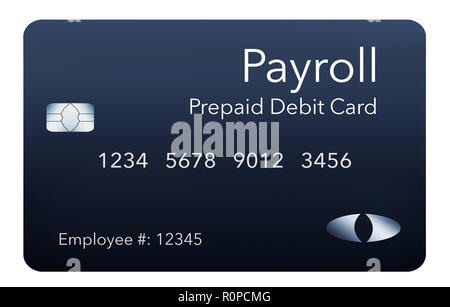 Qui è un libro paga con carta di debito. Si tratta di un pre-pagate carte di debito utilizzata per pagare ai dipendenti il loro libro paga i salari. Essa è e illustrazione. Foto Stock