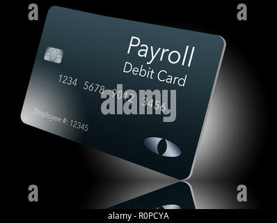 Qui è un libro paga con carta di debito. Si tratta di un pre-pagate carte di debito utilizzata per pagare ai dipendenti il loro libro paga i salari. Essa è e illustrazione. Foto Stock