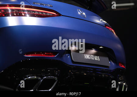 Sao Paulo, Brasile. 6 Novembre, 2018. AMG GT, presentato durante la presentazione della Casa di Stoccarda alla trentesima edizione del Motor Show questo martedì (06) a São Paulo Expo, a sud di São Paulo. (Foto: FABRICIO BOMJARDIM/BRASILE PHOTO PRESS) Credito: Brasile Photo Press/Alamy Live News Foto Stock