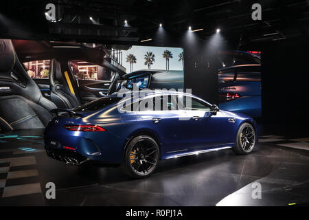 Sao Paulo, Brasile. 6 Novembre, 2018. AMG GT, presentato durante la presentazione della Casa di Stoccarda alla trentesima edizione del Motor Show questo martedì (06) a São Paulo Expo, a sud di São Paulo. (Foto: FABRICIO BOMJARDIM/BRASILE PHOTO PRESS) Credito: Brasile Photo Press/Alamy Live News Foto Stock