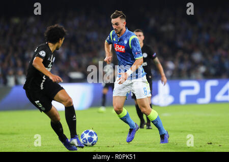 Napoli, Campania, Italia, 2018-11-06, la UEFA Champions league SSC Napoli - Parigi Saint Germain in immagini Fabián Ruiz in azione Credit: Antonio Balasco/Alamy Live News Foto Stock