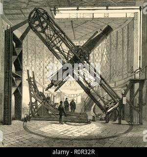 " Il grande telescopio equatoriale nella cupola, osservatorio di Greenwich', (c1878). Creatore: sconosciuto. Foto Stock