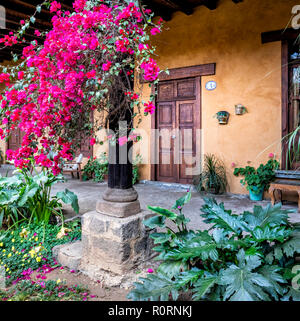 Historic Meson de San Antonio in Patzcuaro Michoacan,, Messico. Foto Stock