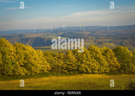 Vista su di una valle verde in Germania Foto Stock