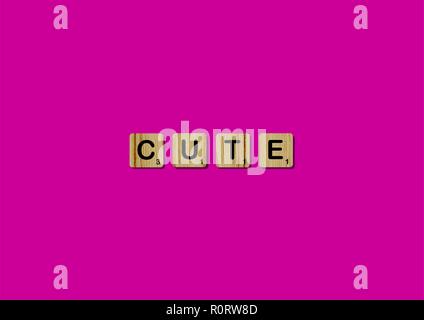 Piastrelle Scrabble precisa preventivo motivazionale blocchi di Scrabble lettere rosa rosso sfondo preventivo vita indurre alfabeto Foto Stock