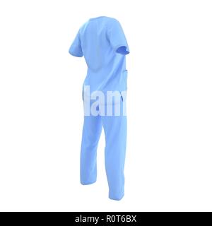 Chirurgo vestito sporco nel sangue isolato su bianco. 3D illustrazione Foto Stock