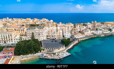 Antenna. Ortigia è una piccola isola che è il centro storico della città di Siracusa, in Sicilia. L'Italia. Foto Stock