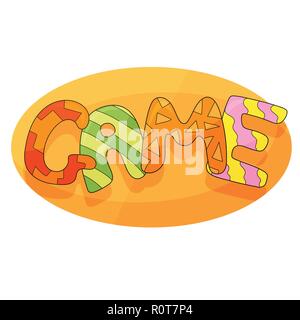 Bambini gioco sfondo vettoriale in stile cartoon. Brillante Banner divertenti per bambini Sala giochi di decorazione. Grafica colorata per bambini Sala giochi Illustrazione Vettoriale