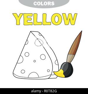 Libro da colorare il modello di pagina con il formaggio, i campioni di colore. illustrazione vettoriale - per saperne di colore giallo - libro da colorare Illustrazione Vettoriale