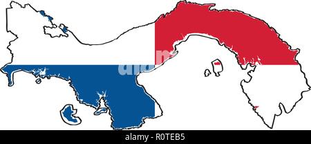 Mappa di Panama con la sua bandiera Illustrazione Vettoriale
