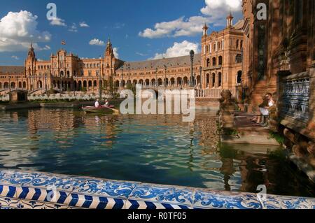 Plaza de España, Siviglia, regione dell'Andalusia, Spagna, Europa. Foto Stock