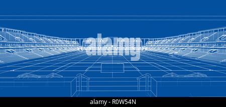 Schizzo di Football Stadium Illustrazione Vettoriale