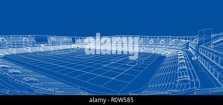Schizzo di Football Stadium Illustrazione Vettoriale