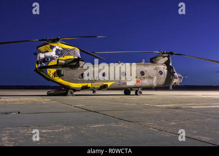 Boeing Vertol CH47 Chinook RAF il sollevamento pesante elicottero Foto Stock