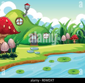 Magic fairy house di natura illustrazione Illustrazione Vettoriale