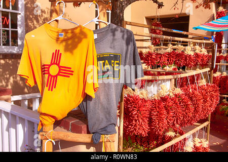 Tees e sci negozio regalo su Washington Avenue nel centro cittadino di Santa Fe, New Mexico USA Foto Stock