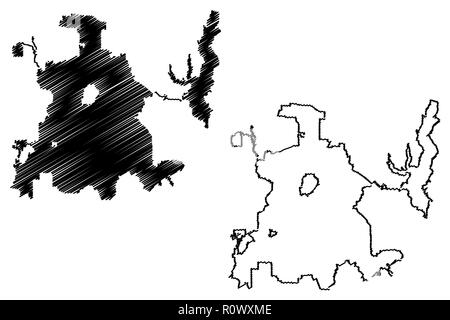 La città di Dallas ( Stati Uniti città, Stati Uniti d'America, usa city) mappa illustrazione vettoriale, scribble schizzo città di Dallas mappa Illustrazione Vettoriale