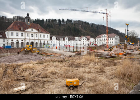 Bad Karlshafen, sito in costruzione nel 2018, superiore Valle Weser, Weser Uplands, Weserbergland, Hesse, Germania, Europa Foto Stock