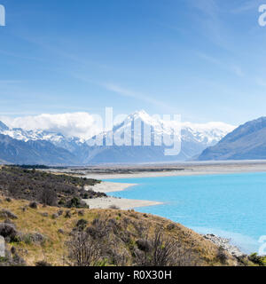 Lago Pukaki e Mount Cook / Aoraki Foto Stock