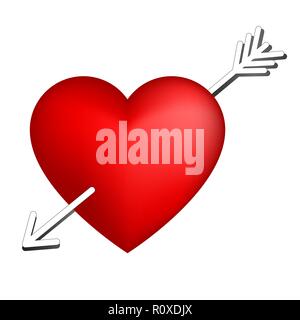 Il cuore è trafitto dalla freccia di Cupido. Illustrazione Vettoriale