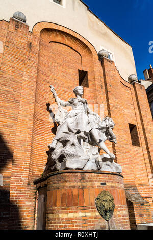 Fontaine Boulbonne, fontana, sculture allegoriche di Jules Jacques Labatut, 1907, Rues Boulbonne & Cantegril, Toulouse, Occitanie, Francia Foto Stock