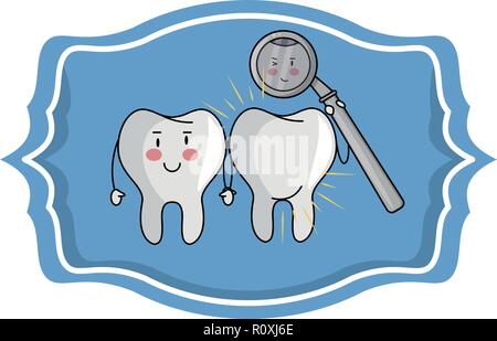 Per le cure dentarie cartoon su telaio di etichetta Illustrazione Vettoriale