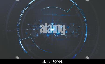 Tecnologia astratta cyberspazio esagonale piattaforma di interfaccia background design vettoriali Illustrazione Vettoriale