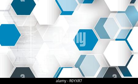 Sistema tecnologico futuro crittografia interfaccia esagonale sfondo vettore del modello di progettazione Illustrazione Vettoriale