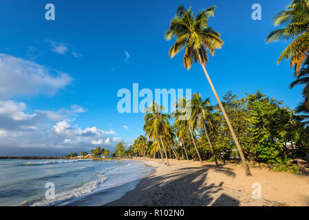 Le Gosier, Guadalupa - 22 dicembre 2016: il paradiso tropicale sulla spiaggia al tramonto , Le Gosier in Guadalupa isola dei Caraibi. Viaggi, Turismo e vacanze Foto Stock