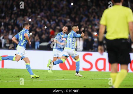 Napoli, Italia. 6 Nov, 2018. Napoli, Campania, Italia, 2018-11-06, la UEFA Champions league SSC Napoli - Parigi Saint Germain in immagini celebrazione obiettivo SSC Napoli Credito: Fabio Sasso/Pacific Press/Alamy Live News Foto Stock