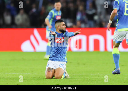 Napoli, Italia. 6 Nov, 2018. Napoli, Campania, Italia, 2018-11-06, la UEFA Champions league SSC Napoli - Parigi Saint Germain in immagini Lorenzo Insigne Credito: Fabio Sasso/Pacific Press/Alamy Live News Foto Stock