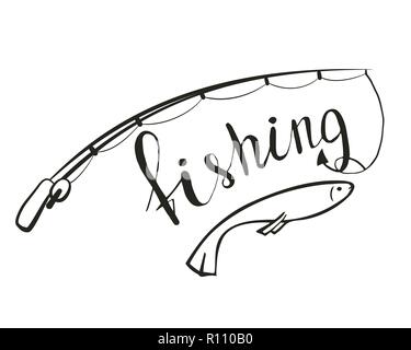 La pesca. Calligraphy. Illustrazione Vettoriale hobby e ricreazione Illustrazione Vettoriale