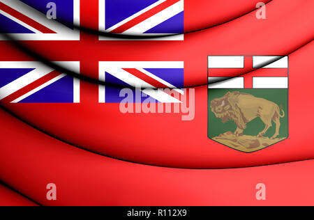 3D Bandiera di Manitoba in Canada. 3D'illustrazione. Foto Stock