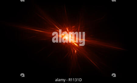 Fiery incandescente quantum arma in spazio isolato su nero, generato dal computer sfondo astratto, rendering 3D Foto Stock