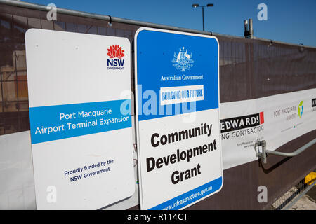 Aeroporto di Port Macquarie nel NSW regionale, progetto di espansione terminale, NSW, Australia Foto Stock