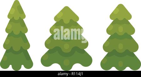 Set di tre abeti illustrazione piana. Albero di Natale icone piatta Illustrazione Vettoriale