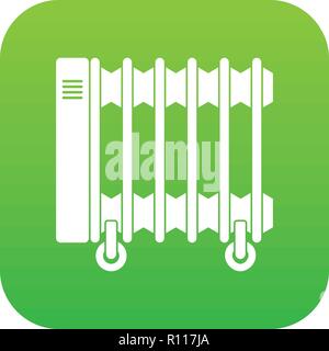 Olio del riscaldatore elettrico su ruote icona verde digitale Illustrazione Vettoriale