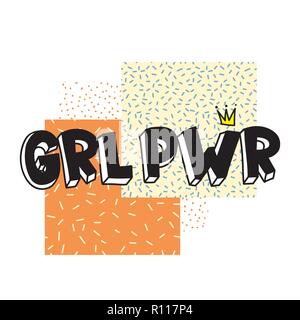 GRL PWR breve citazione. Girl Power carino illustrazione Illustrazione Vettoriale