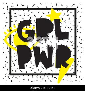 GRL PWR breve citazione. Girl Power carino illustrazione Illustrazione Vettoriale