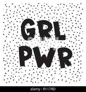 GRL PWR breve citazione. Girl Power carino illustrazione Illustrazione Vettoriale