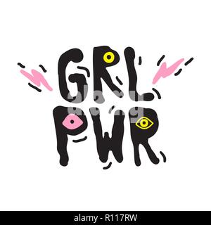 GRL PWR breve citazione. Girl Power carino illustrazione Illustrazione Vettoriale