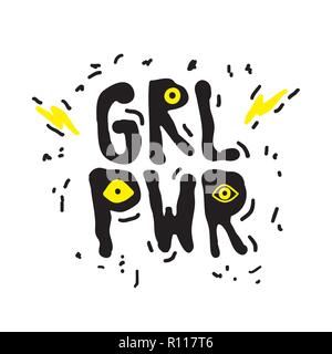 GRL PWR breve citazione. Girl Power carino illustrazione Illustrazione Vettoriale