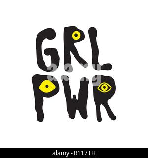 GRL PWR breve citazione. Girl Power carino illustrazione Illustrazione Vettoriale