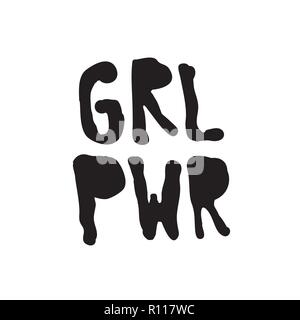 GRL PWR breve citazione. Girl Power carino illustrazione Illustrazione Vettoriale